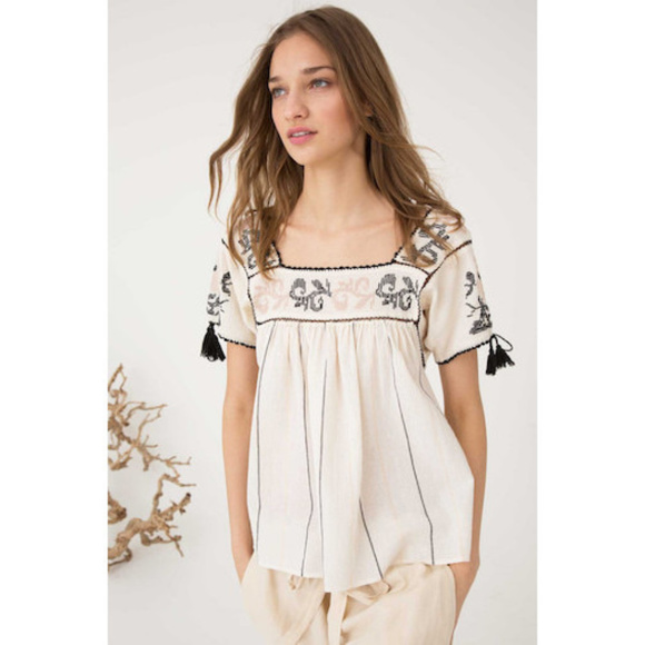 Ulla Johnson Tops - Ulla Johnson embroidered tassel Lila blouse